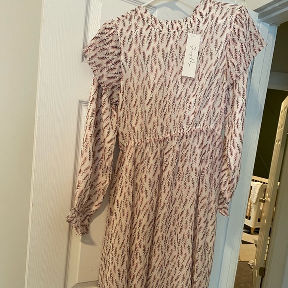 NWT White/Cream Printed Midi Dress - Picture 7 of 7